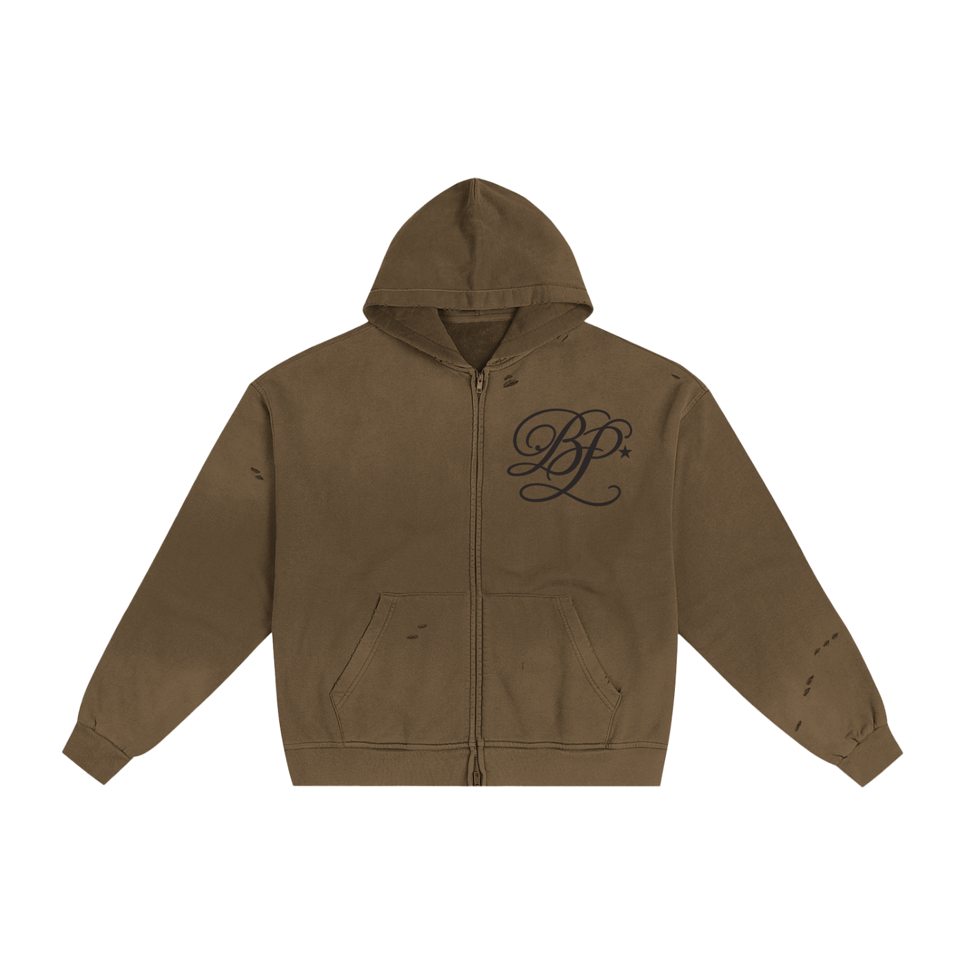 Hand-Frayed Sunfade Zip Hoodie