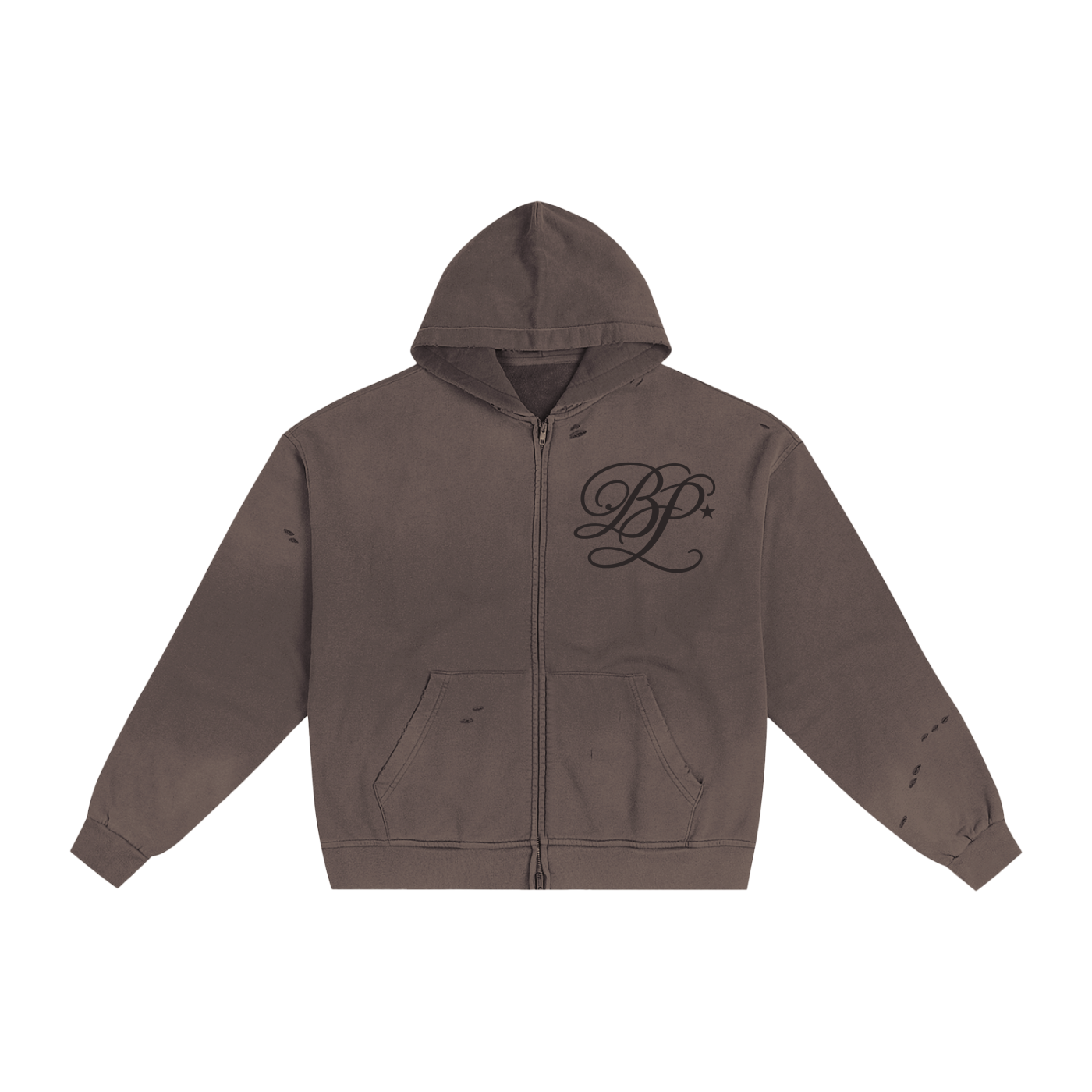 Hand-Frayed Sunfade Zip Hoodie